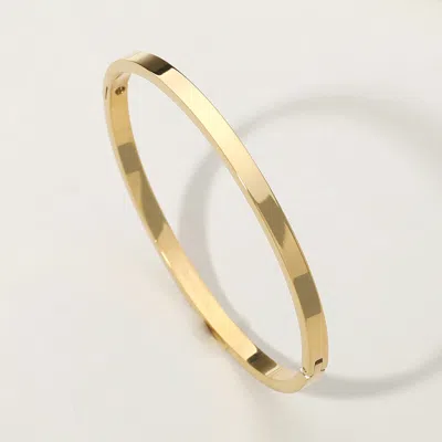 Fashnzfab Stainless Steel Hinged Bangle Bracelet In Gold
