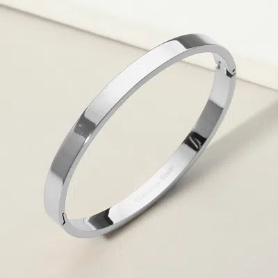 Fashnzfab Stainless Steel Hinged Bangle Bracelet Silver