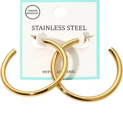 Fashnzfab Stainless Steel Hoop Earrings - Gold