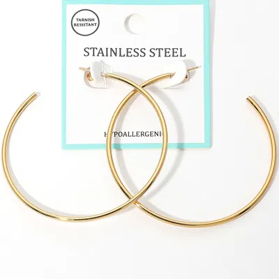 Fashnzfab Stainless Steel Hoop Earrings - Gold