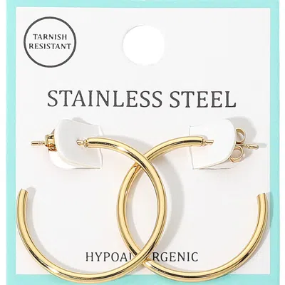 Fashnzfab Stainless Steel Hoop Earrings - Gold