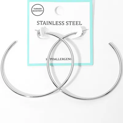 Fashnzfab Stainless Steel Hoop Earrings - Rhodium In Multi