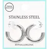 Fashnzfab Stainless Steel Hoop Earrings 0.8" X 0.8" X 0.2" In Multi