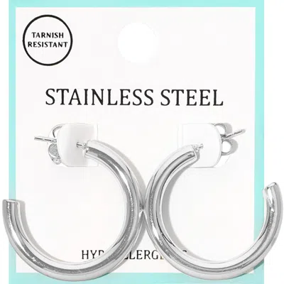 Fashnzfab Stainless Steel Hoop Earrings 1.2" X 1.2" X 0.2" In Multi
