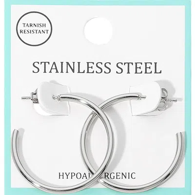 Fashnzfab Stainless Steel Hoop Earrings In Silver