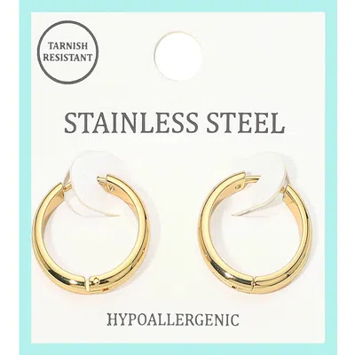 Fashnzfab Stainless Steel Huggie Hoop Earrings - Gold