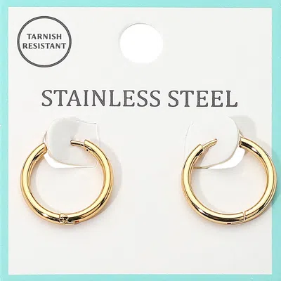 Fashnzfab Stainless Steel Hypoallergenic Huggie Hoop Earrings In Gold