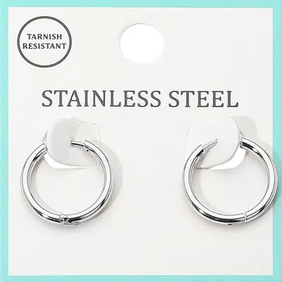 Fashnzfab Stainless Steel Hypoallergenic Huggie Hoop Earrings - Rhodium In Silver