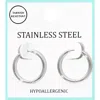 Fashnzfab Stainless Steel Hypoallergenic Mini Huggie Hoop Earrings - Rhodium In Gray