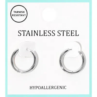 Fashnzfab Stainless Steel Hypoallergenic Mini Huggie Hoop Earrings 0.6" X 0.6" In Multi