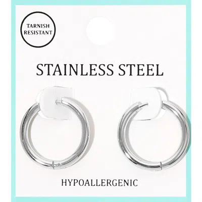 Fashnzfab Stainless Steel Hypoallergenic Mini Huggie Hoop Earrings 0.8" X 0.8" In Multi