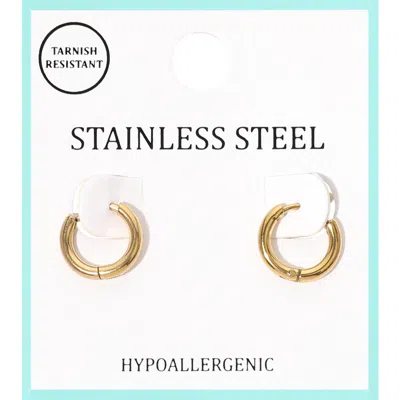 Fashnzfab Stainless Steel Hypoallergenic Mini Huggie Hoop Earrings In Gold