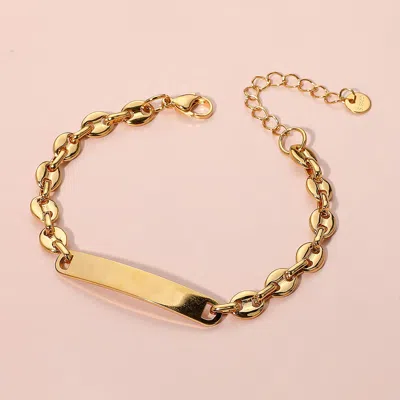 Fashnzfab Stainless Steel Id Plate Mariner Link Chain Bracelet Gold