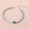 Fashnzfab Stainless Steel Id Plate Mariner Link Chain Bracelet Silver In Silver