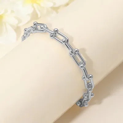 Fashnzfab Stainless Steel Industrial Link Chain Bracelet In Metallic