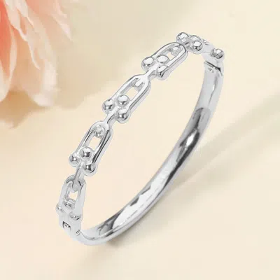 Fashnzfab Stainless Steel Industrial Link Hinged Bangle Bracelet In Metallic