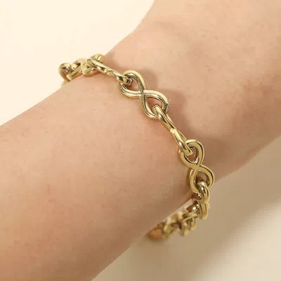 Fashnzfab Stainless Steel Infinity Link Chain Bracelet Gold