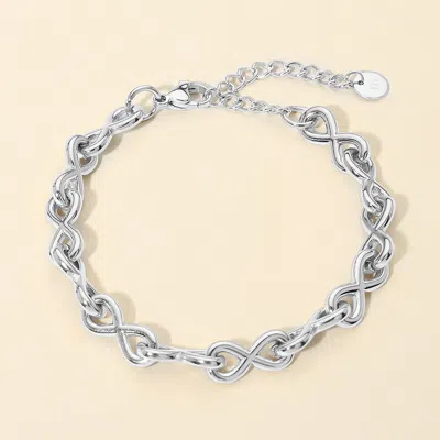 Fashnzfab Stainless Steel Infinity Link Chain Bracelet Silver In Metallic