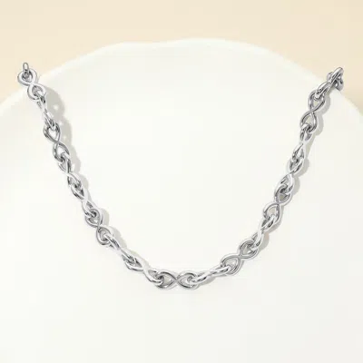 Fashnzfab Stainless Steel Infinity Link Chain Necklace In Metallic