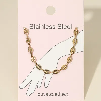Fashnzfab Stainless Steel Mariner Link Chain Bracelet Gold