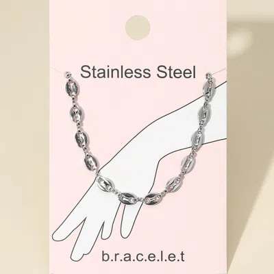 Fashnzfab Stainless Steel Mariner Link Chain Bracelet Rhodium In Metallic