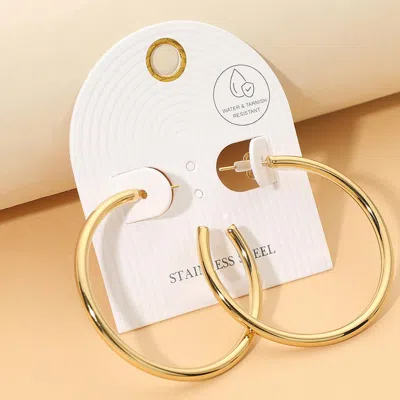 Fashnzfab Stainless Steel Medium Classic Hoop Earrings In Gold