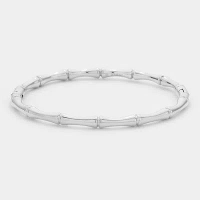 Fashnzfab Stainless Steel Metal Bamboo Bangle Bracelet Silver