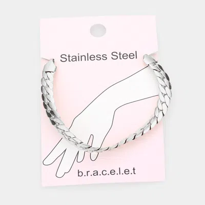 Fashnzfab Stainless Steel Metal Chain Bracelet Rhodium In Multi
