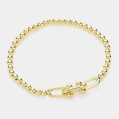 Fashnzfab Stainless Steel Metal Hardware Pointed Stretch Bracelet Gold