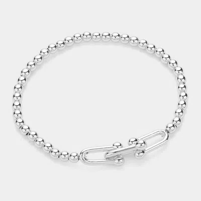 Fashnzfab Stainless Steel Metal Hardware Pointed Stretch Bracelet Silver