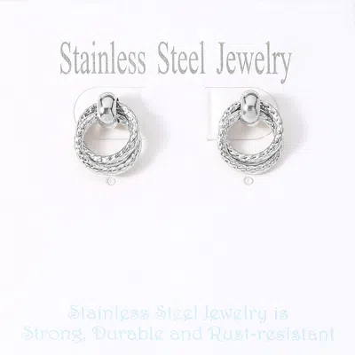 Fashnzfab Stainless Steel Mini Door Knocker Stud Earrings In Multi