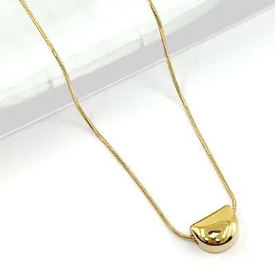 Fashnzfab Stainless Steel Mini Half Moon Pendant Necklace In Gold