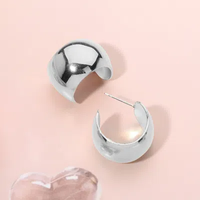 Fashnzfab Stainless Steel Mini Hoop Earrings - Silver