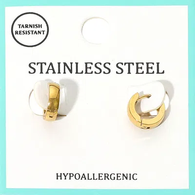 Fashnzfab Stainless Steel Mini Huggie Hoop Earrings - Gold