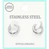 Fashnzfab Stainless Steel Mini Huggie Hoop Earrings - Rhodium In Multi