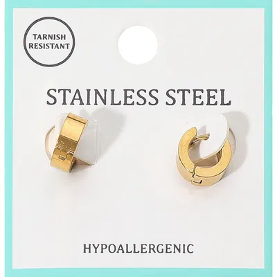 Fashnzfab Stainless Steel Mini Huggie Hoop Earrings In Gold