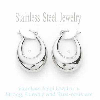 Fashnzfab Stainless Steel Mini Oval Hoop Pin Catch Earrings In Multi