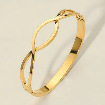 Fashnzfab Stainless Steel Minimalist Infinity Twist Bangle Bracelet Gold