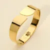 Fashnzfab Stainless Steel Modern Wide Hinged Bangle Bracelet Gold In Gold