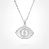 Fashnzfab Stainless Steel Mother Of Pearl Cz Stone Rim Virgin Mary Accent Evil Eye Pendant Necklace In Silver