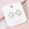 Fashnzfab Stainless Steel Mother Of Pearl Quatrefoil Stud Earrings - Mother Of Pearl, Silver In Metallic