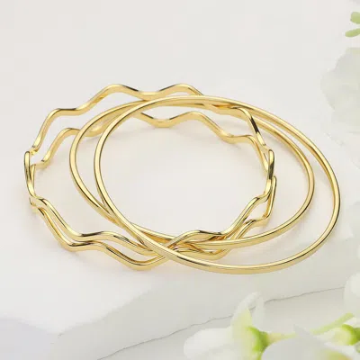 Fashnzfab Stainless Steel Multi Layered Bangle Bracelet In Gold