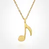 Fashnzfab Stainless Steel Musical Note Pendant Necklace In Gold
