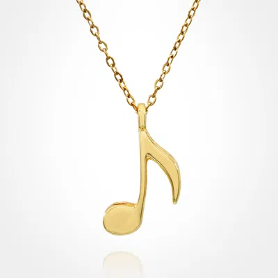 Fashnzfab Stainless Steel Musical Note Pendant Necklace In Gold