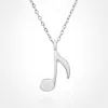 Fashnzfab Stainless Steel Musical Note Pendant Necklace In Metallic