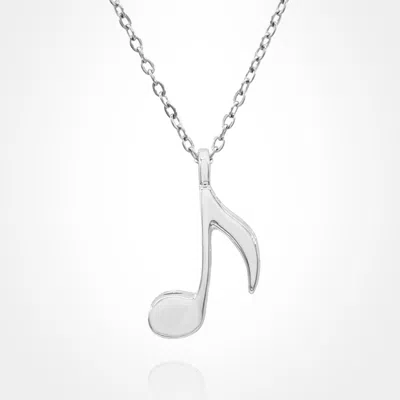 Fashnzfab Stainless Steel Musical Note Pendant Necklace In Metallic