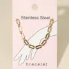 Fashnzfab Stainless Steel Open Rectangular Link Chain Bracelet Gold In Gold