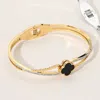 Fashnzfab Stainless Steel Quatrefoil Pointed Hinged Bangle Bracelet Black, Gold In Multi