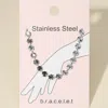 Fashnzfab Stainless Steel Radiant Textured Flat Disc Link Chain Bracelet Rhodium In Multi