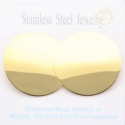 Fashnzfab Stainless Steel Round Circle Domed Stud Earrings In Gold